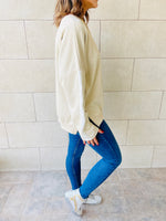 Beige Shoulder Stripe Sweatshirt