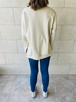 Beige Shoulder Stripe Sweatshirt