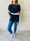 Black Shoulder Stripe Sweatshirt