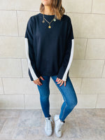 Black Shoulder Stripe Sweatshirt