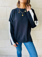 Black Shoulder Stripe Sweatshirt