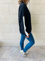Black Shoulder Stripe Sweatshirt