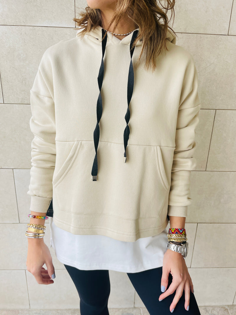 Beige Combined Hoodie