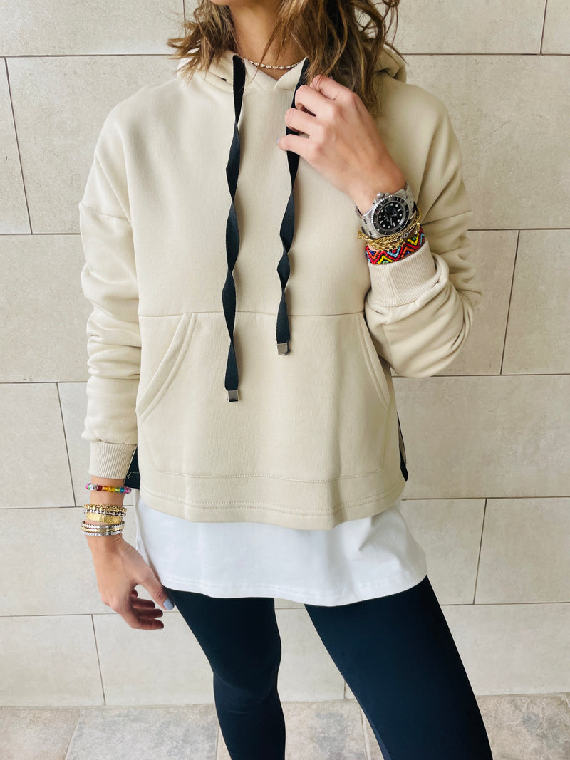 Beige Combined Hoodie