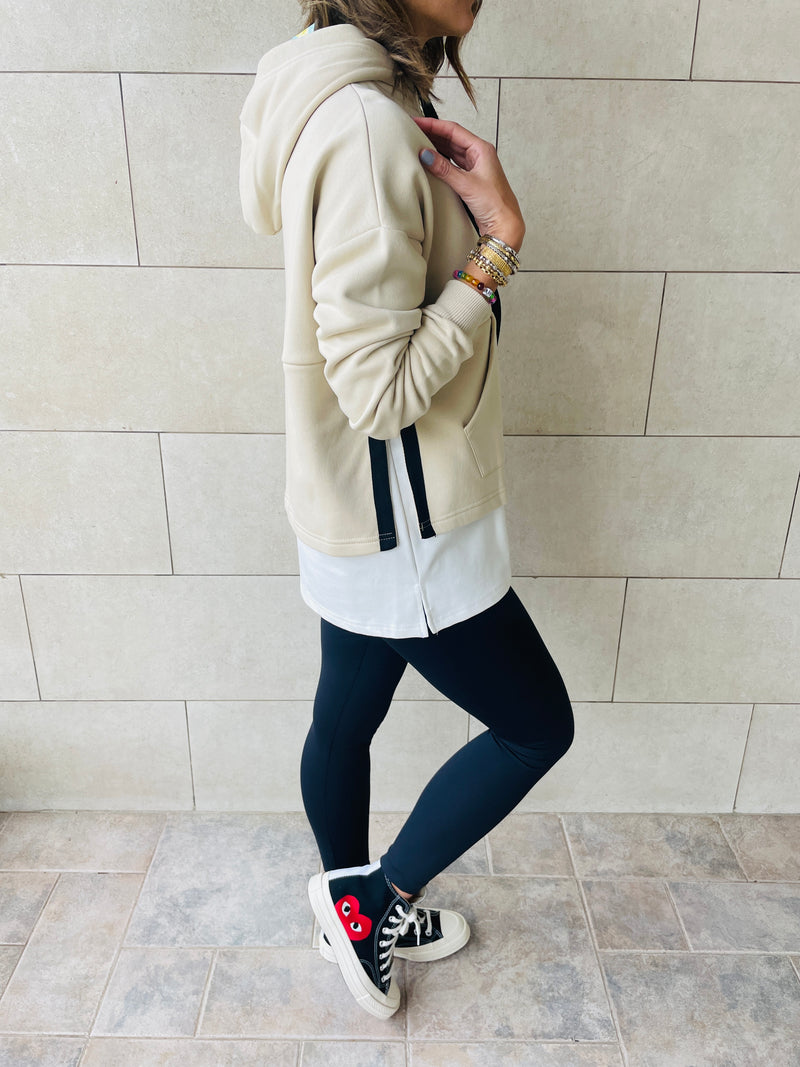 Beige Combined Hoodie