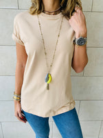 Beige & Red Crew T-Shirt Set