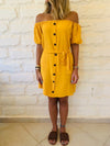 Mustard Puff Bardot Dress