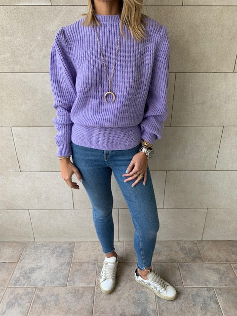 Lilac Open Back Tie Pullover