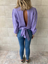 Lilac Open Back Tie Pullover