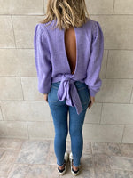 Lilac Open Back Tie Pullover