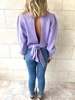 Lilac Open Back Tie Pullover