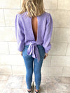 Lilac Open Back Tie Pullover