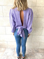 Lilac Open Back Tie Pullover
