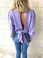 Lilac Open Back Tie Pullover