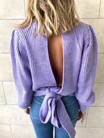 Lilac Open Back Tie Pullover