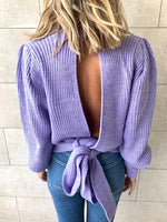 Lilac Open Back Tie Pullover