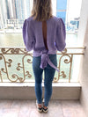 Lilac Open Back Tie Pullover