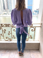 Lilac Open Back Tie Pullover