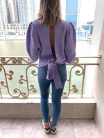 Lilac Open Back Tie Pullover