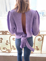 Lilac Open Back Tie Pullover