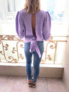 Lilac Open Back Tie Pullover