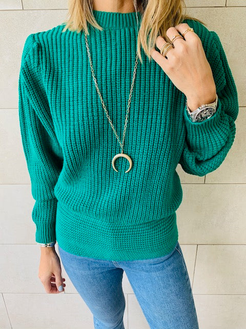 Green Open Back Tie Pullover