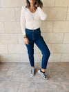 Dark Blue Slim Mom Jeans