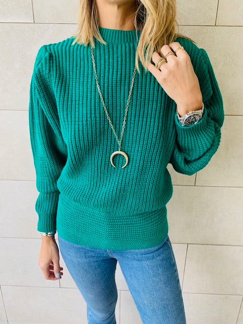 Green Open Back Tie Pullover