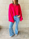Fuchsia Ruffle Sleeve Sweat Top