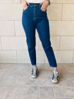 Dark Blue Slim Mom Jeans