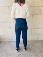 Dark Blue Slim Mom Jeans