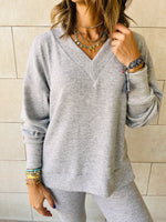 Grey Split Hem Knit Set
