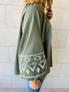 Olive Linen Marrakech Embroidered Top
