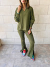 Olive Split Hem Knit Set