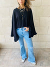 Black Ruffle Sleeve Sweat Top