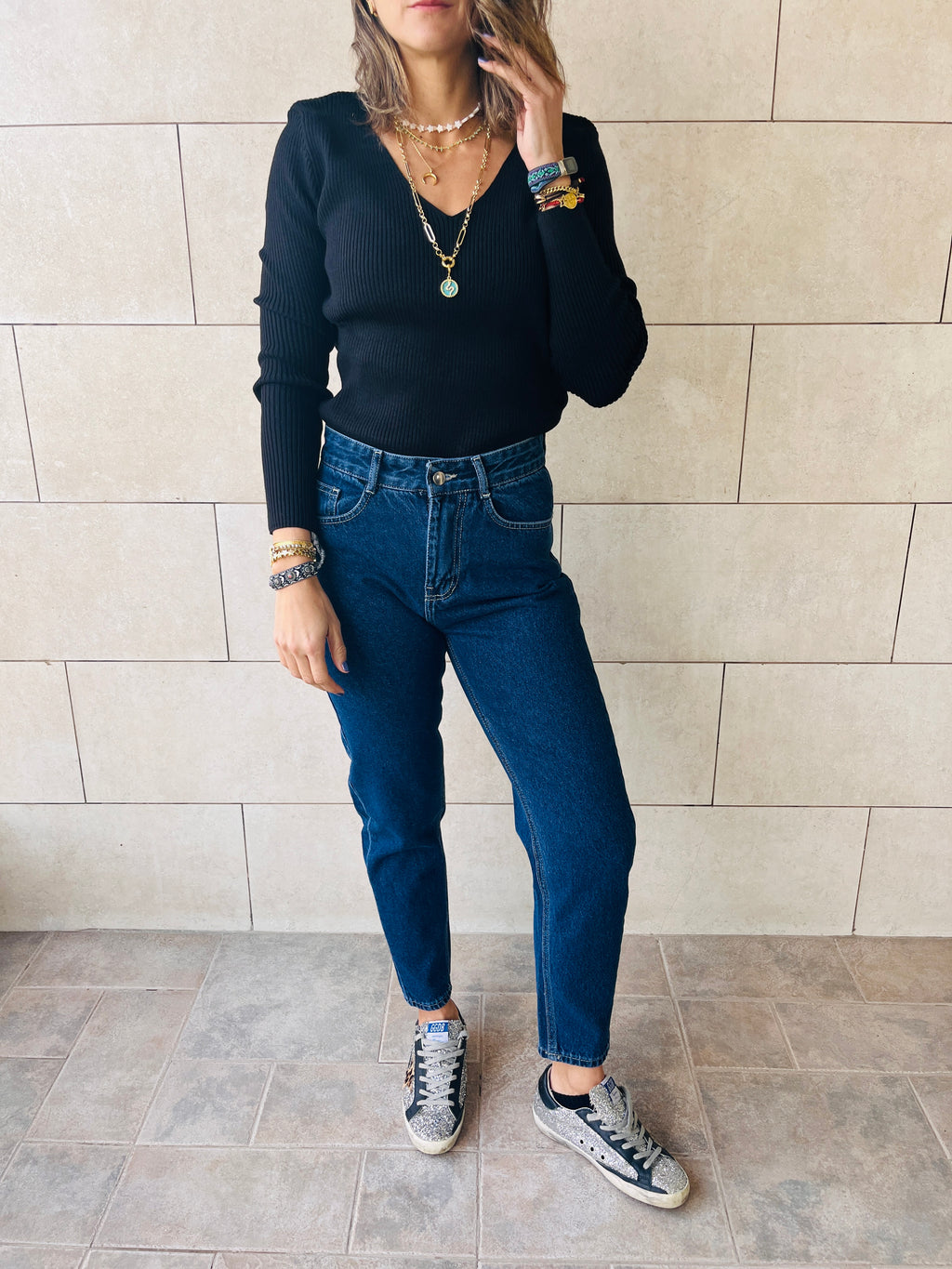 Black Ribbed Essential Knit