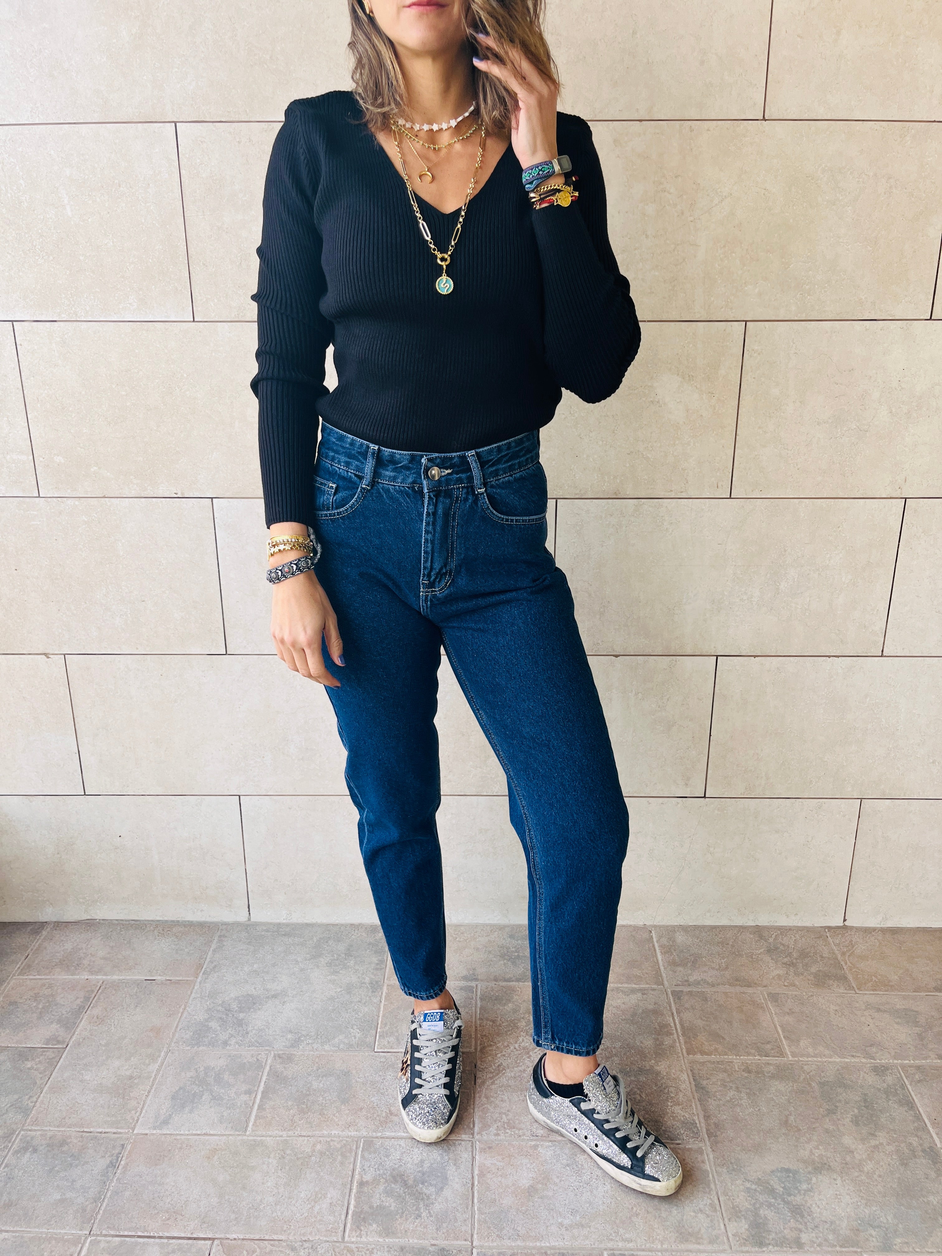 Black Ribbed Essential Knit