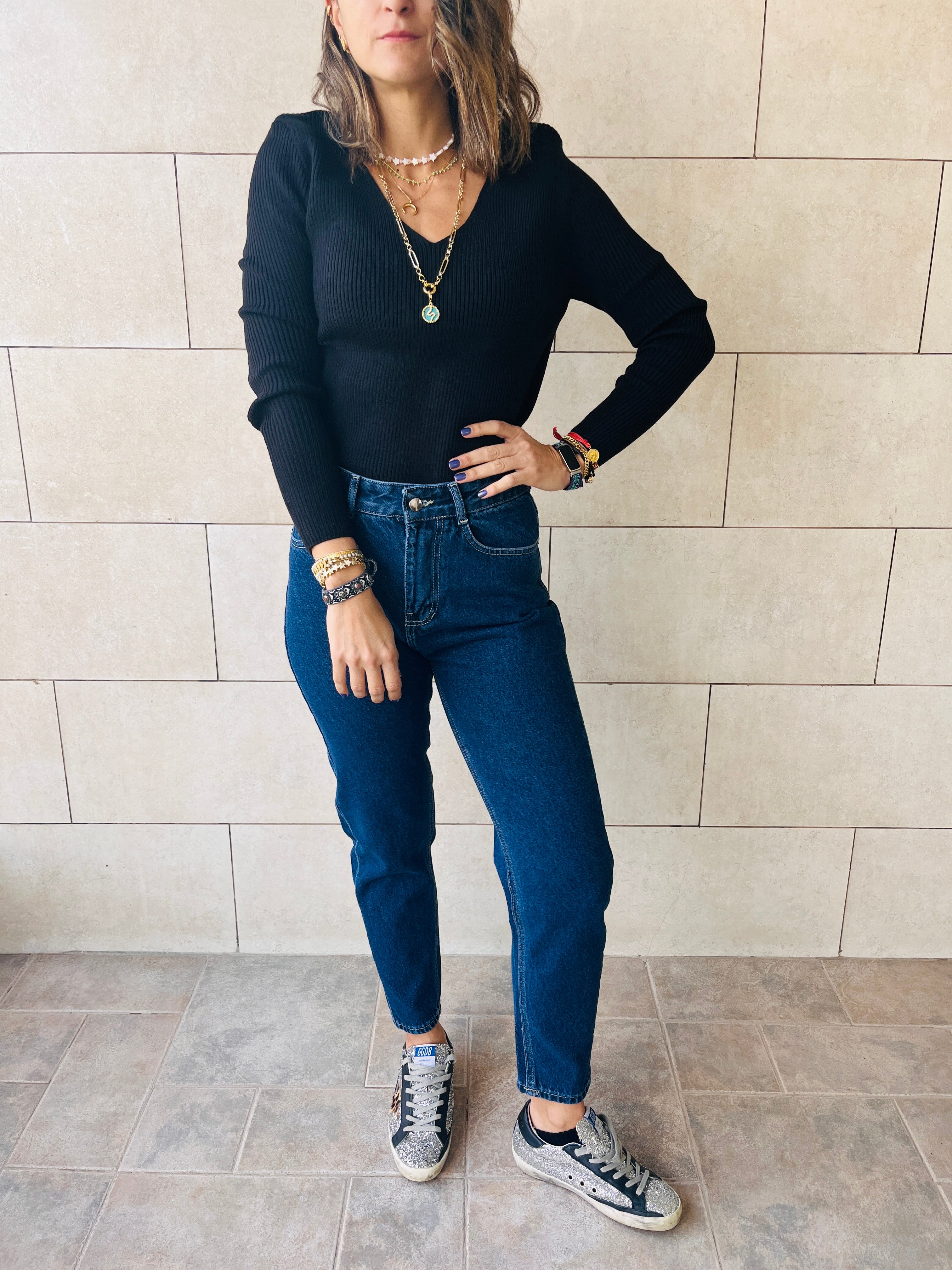 Black Ribbed Essential Knit