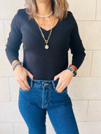 Black Ribbed Essential Knit
