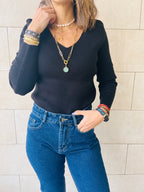 Black Ribbed Essential Knit