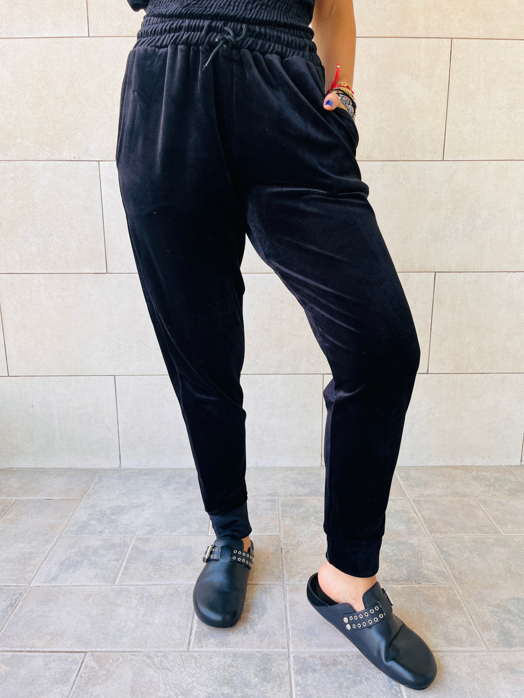 Black Velour Corduroy Set