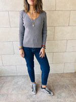 Grey Ribbed Essential Knit