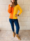 Orange & Yellow Color Block Ribbed Essential Knit