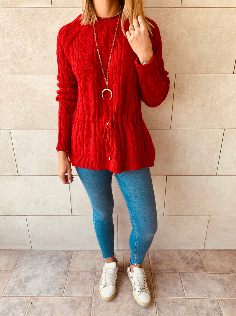 Rouge Tie Waist Pullover
