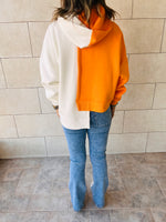 Orange & White Asymmetrical Colorblock Sweatshirt