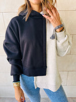Black & Grey Asymmetrical Colorblock Sweatshirt