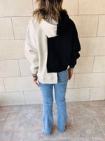 Black & Grey Asymmetrical Colorblock Sweatshirt