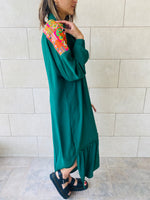 Emerald Embroidered Back Dress