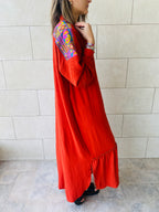 Rust Embroidered Back Dress