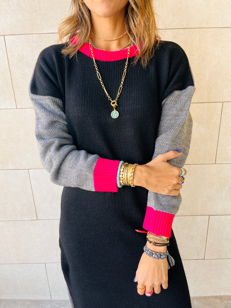 Fuchsia Out N’ About Midi Knit Dress